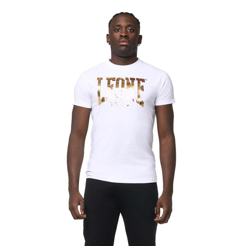 Leone New Gold-logo heren-T-shirt met korte mouwen