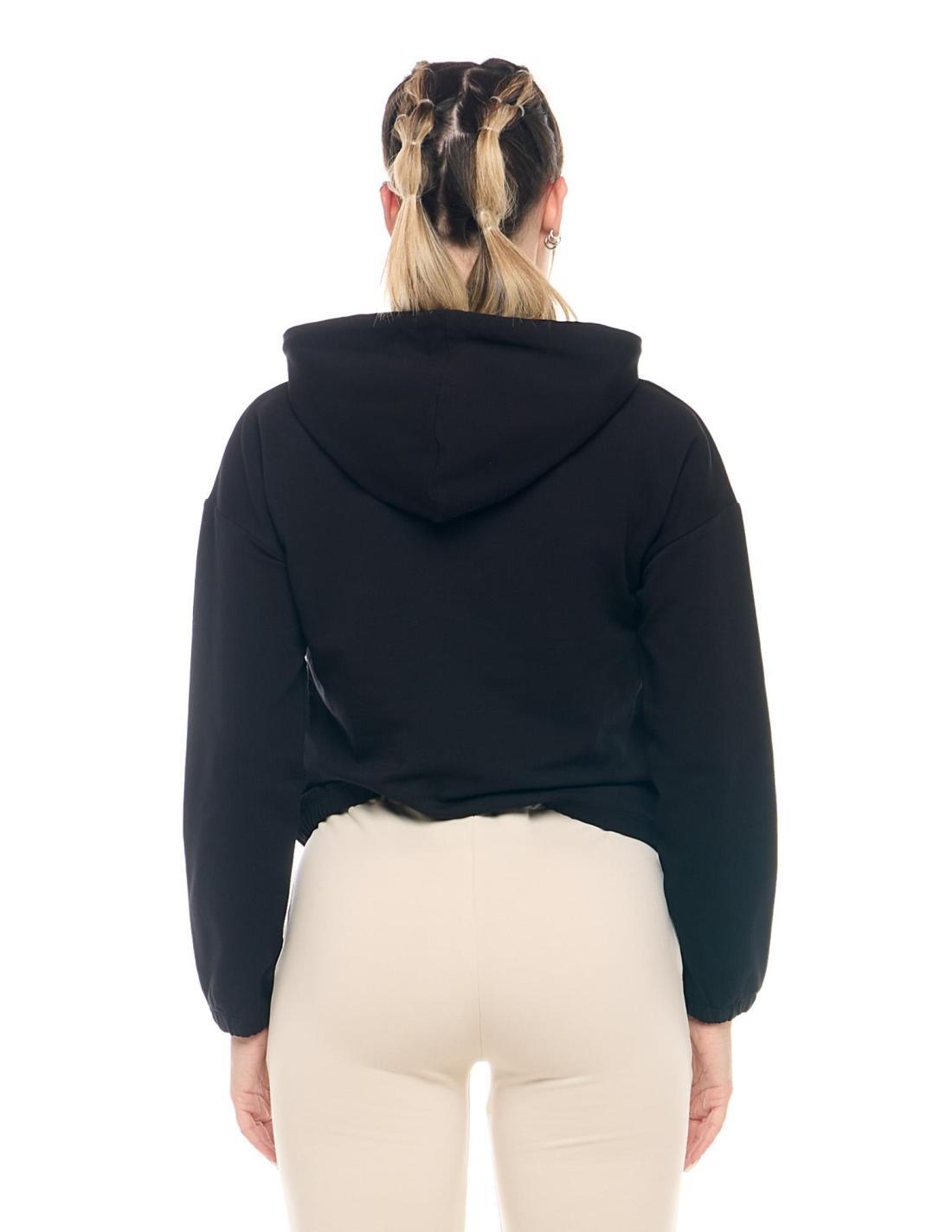 Felpa pull on corta crop con cappuccio da donna non felpata Leone Basic 4/8