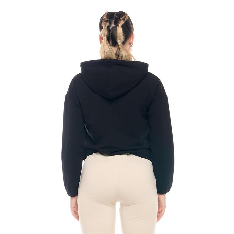 Sudadera corta de mujer Leone Basic con capucha y crop pull-on