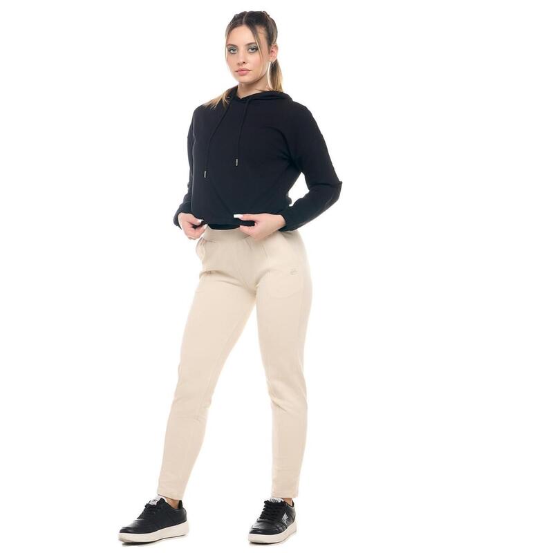 Sudadera corta de mujer Leone Basic con capucha y crop pull-on