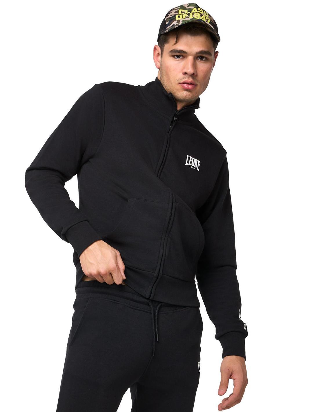 Tuta da uomo con felpa con colletto e zip e pantalone non felpata Leone Basic 3/8