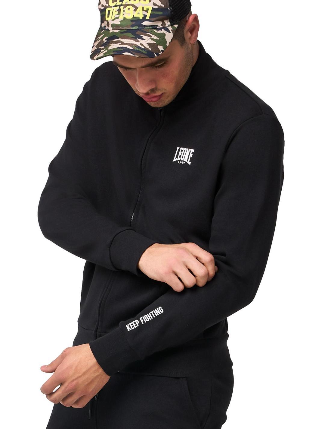 Tuta da uomo con felpa con colletto e zip e pantalone non felpata Leone Basic 5/8