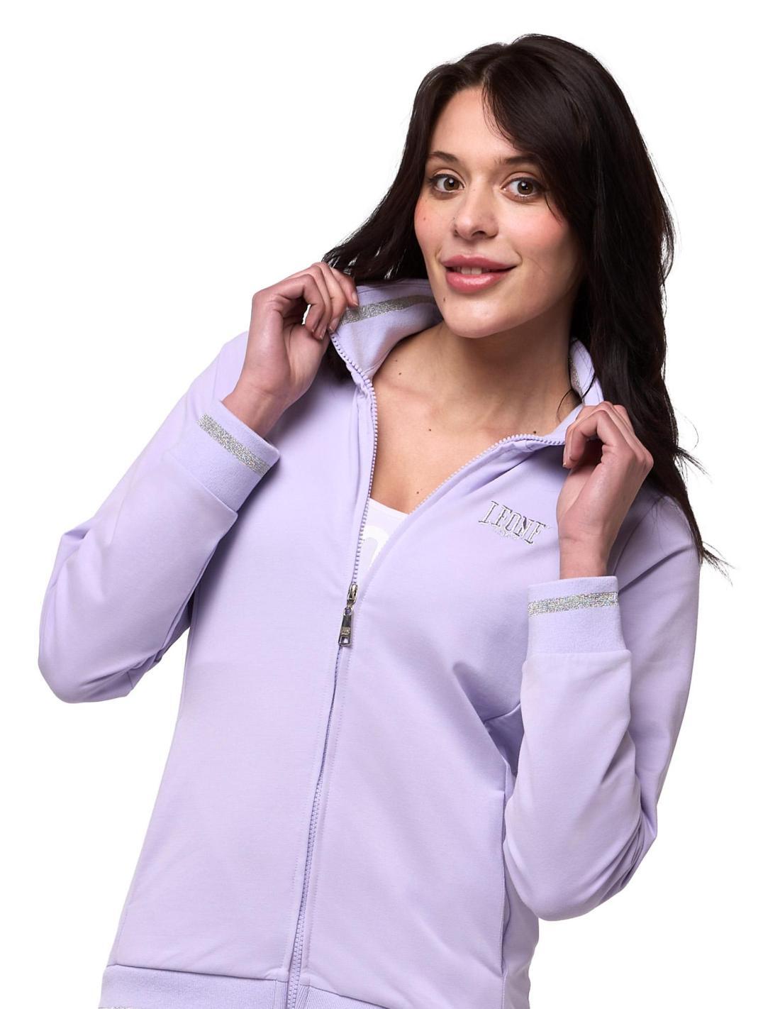 Tuta da donna con felpa con colletto e zip e joggers non felpata Leone Bright 5/8