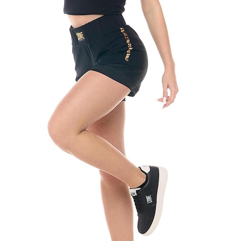 Pantalón corto estilo boxeo con logo dorado para mujer Leone Gold