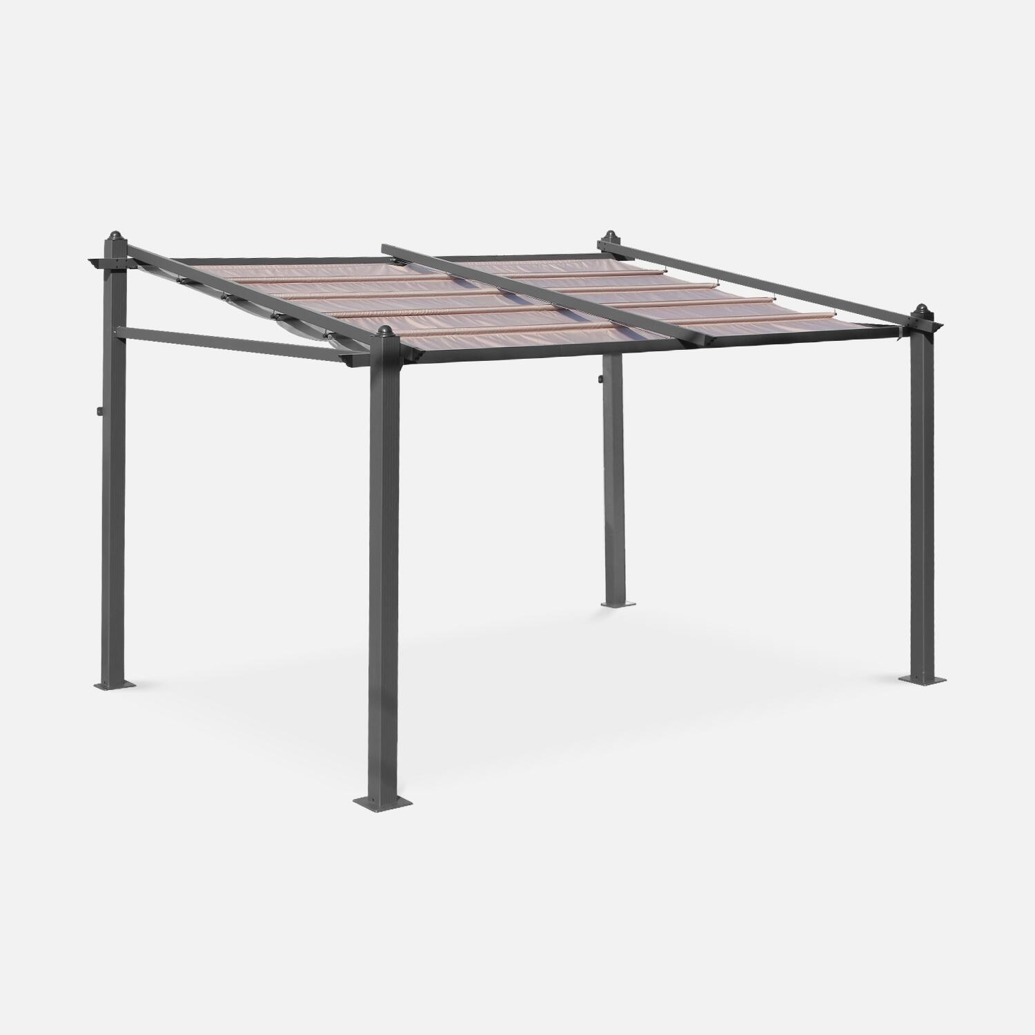 SWEEEK 3x4m  Pergola in alluminio con copertura scorrevole, Beige