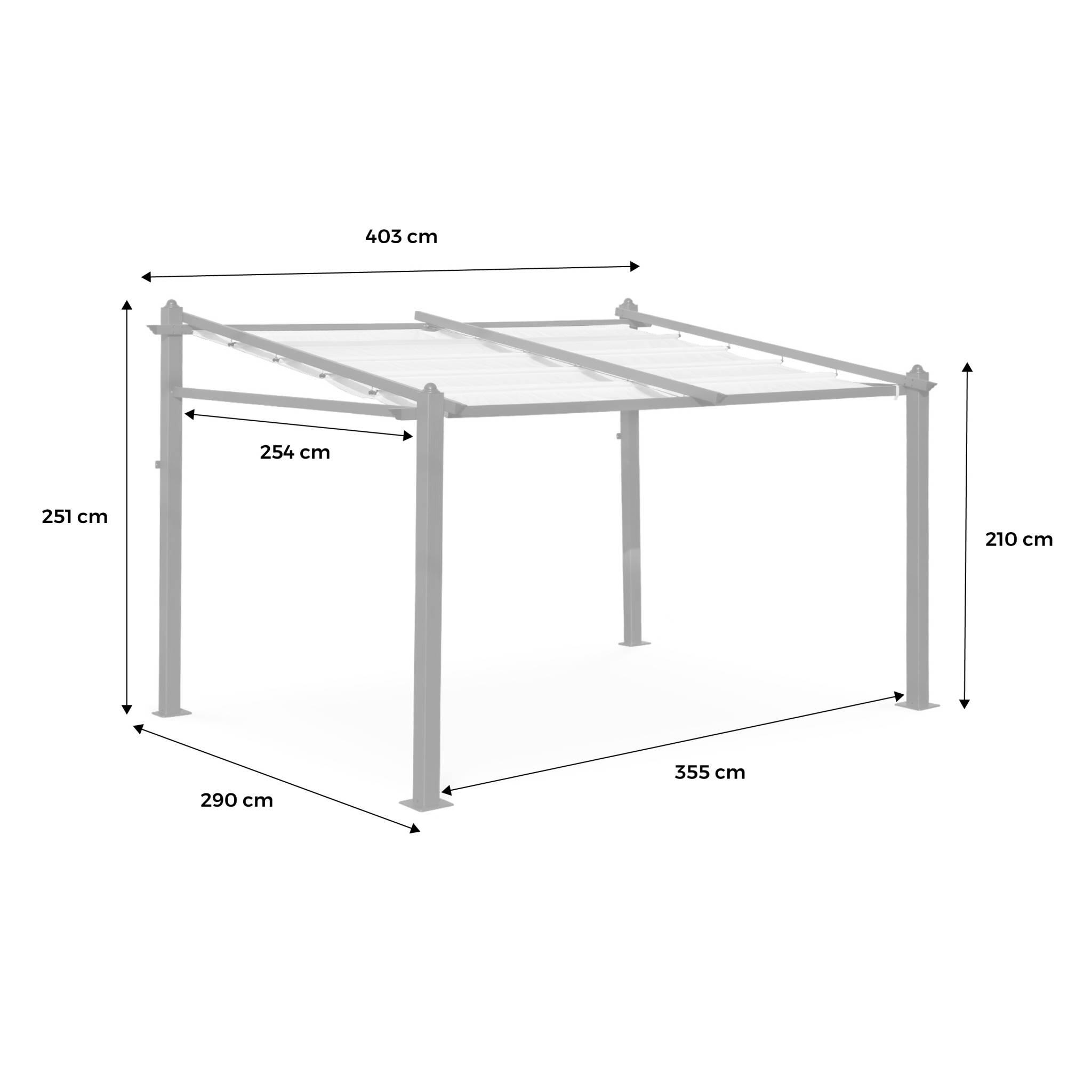 3x4m pérgola de alumínio de com cobertura deslizante, Cinza 5/5