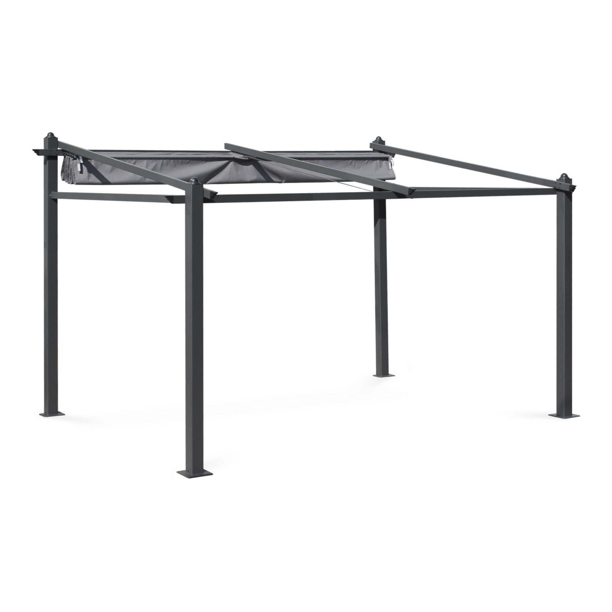 3x4m pérgola de alumínio de com cobertura deslizante, Cinza 2/5