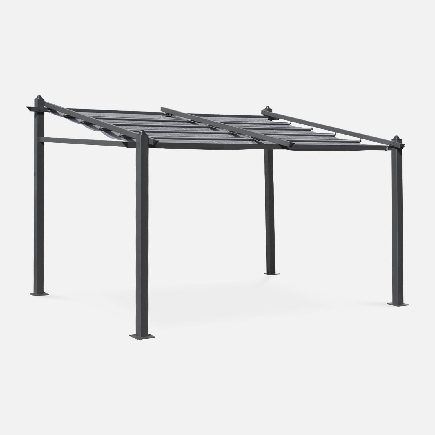 SWEEEK 3x4m  Pergola in alluminio con copertura scorrevole, Grigio