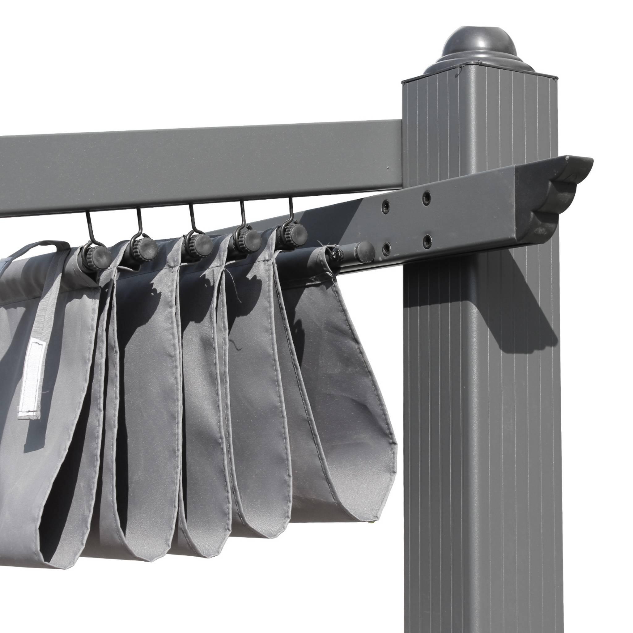 3x4m pérgola de alumínio de com cobertura deslizante, Cinza 3/5
