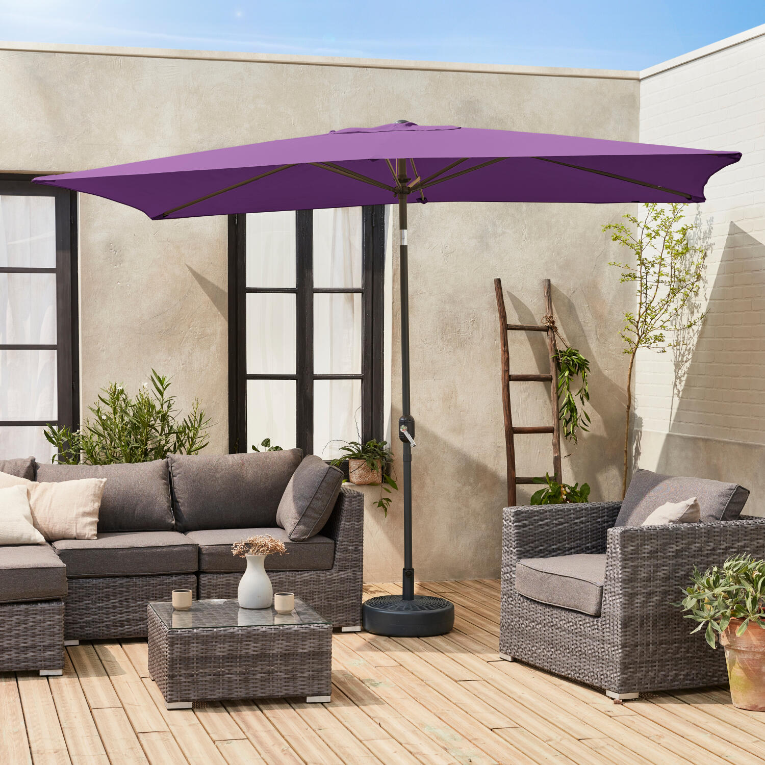 2x3m guarda-sol rectangular, multiposicional, Roxo