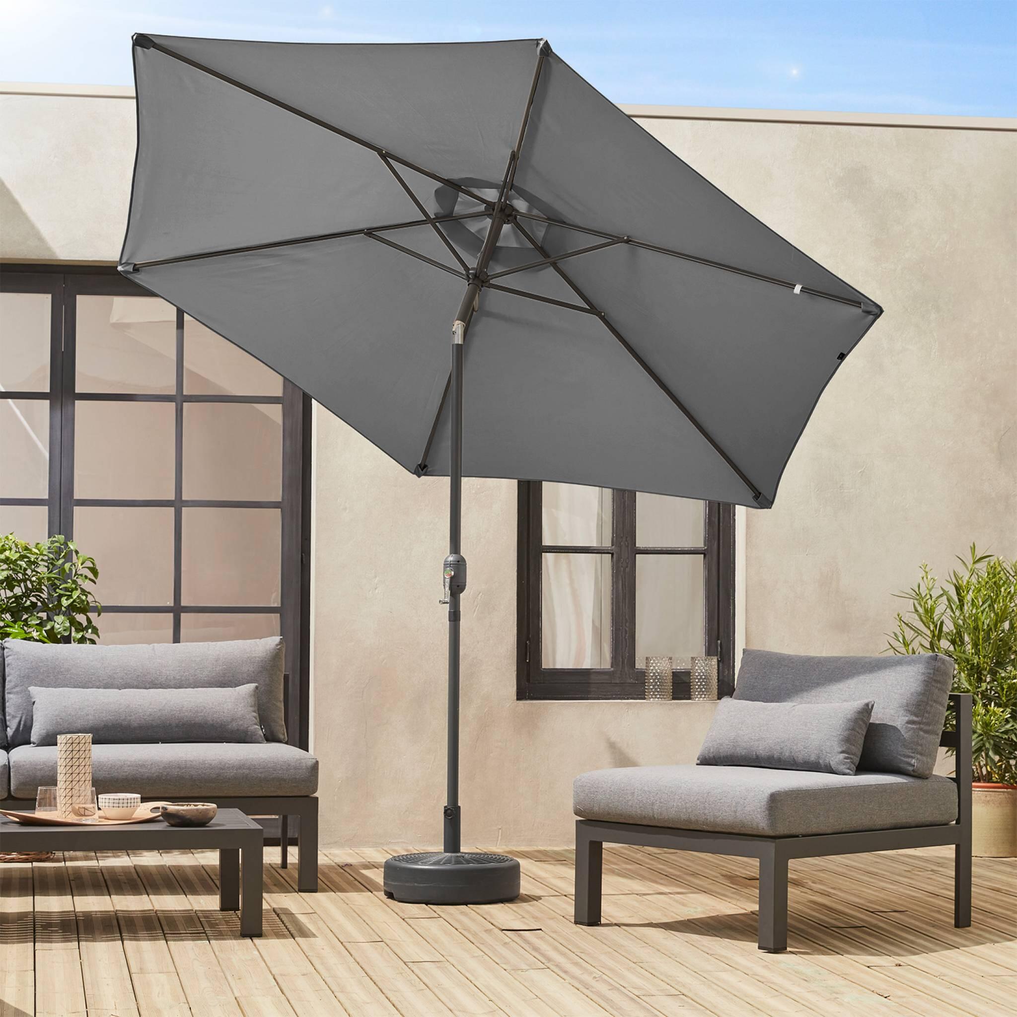 Parasol redondo, 3x3m, Gris 3/6