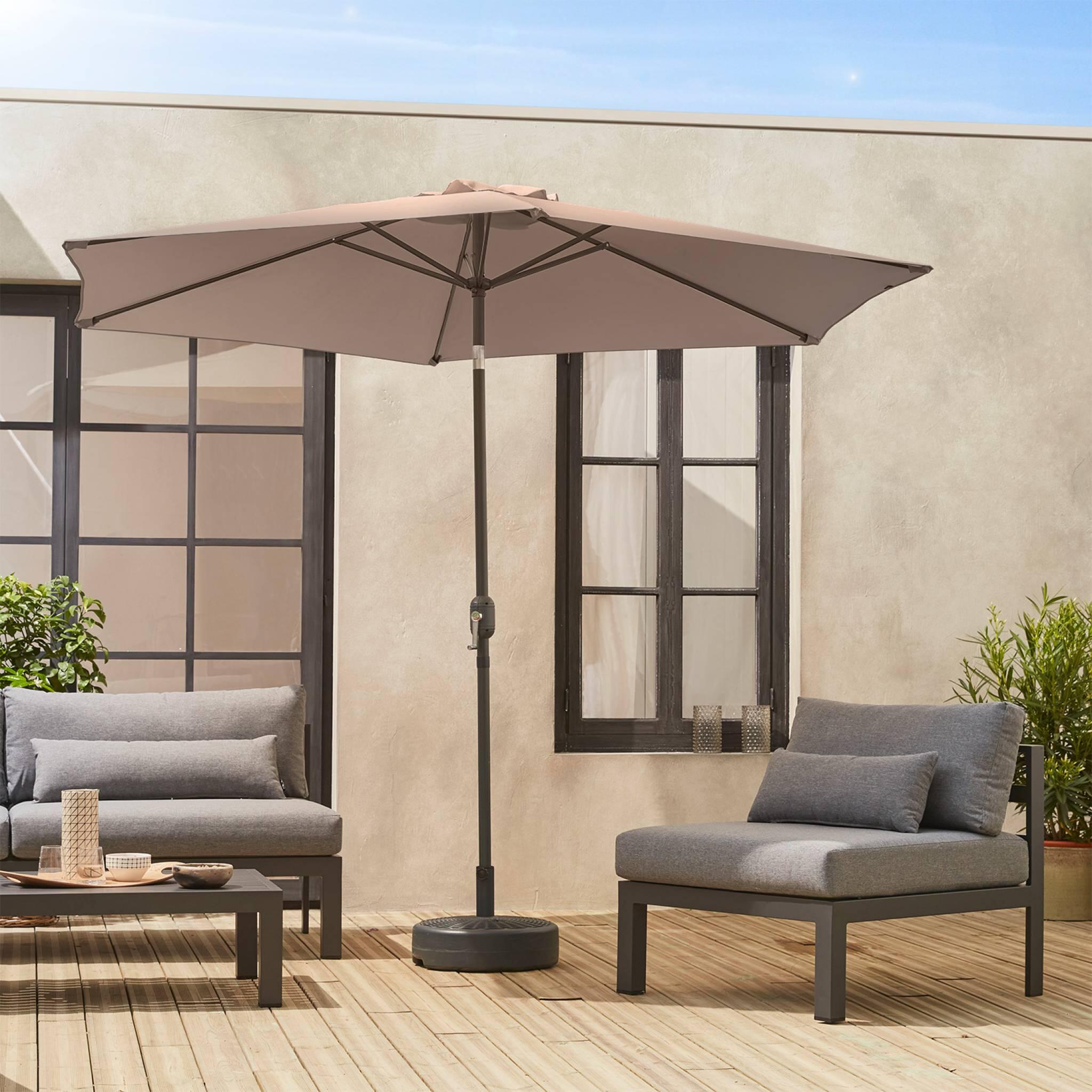 Parasol redondo, 3x3m, Pardo 2/6