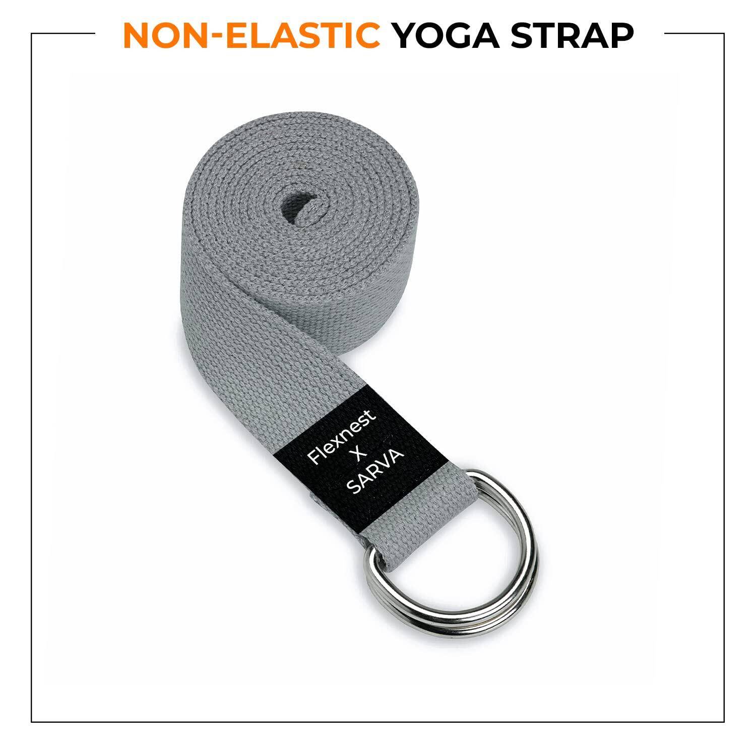 Flexnest Yoga Strap Belt for Stretching Pilates with Adjustable D-Ring Buckle - Grey -  2