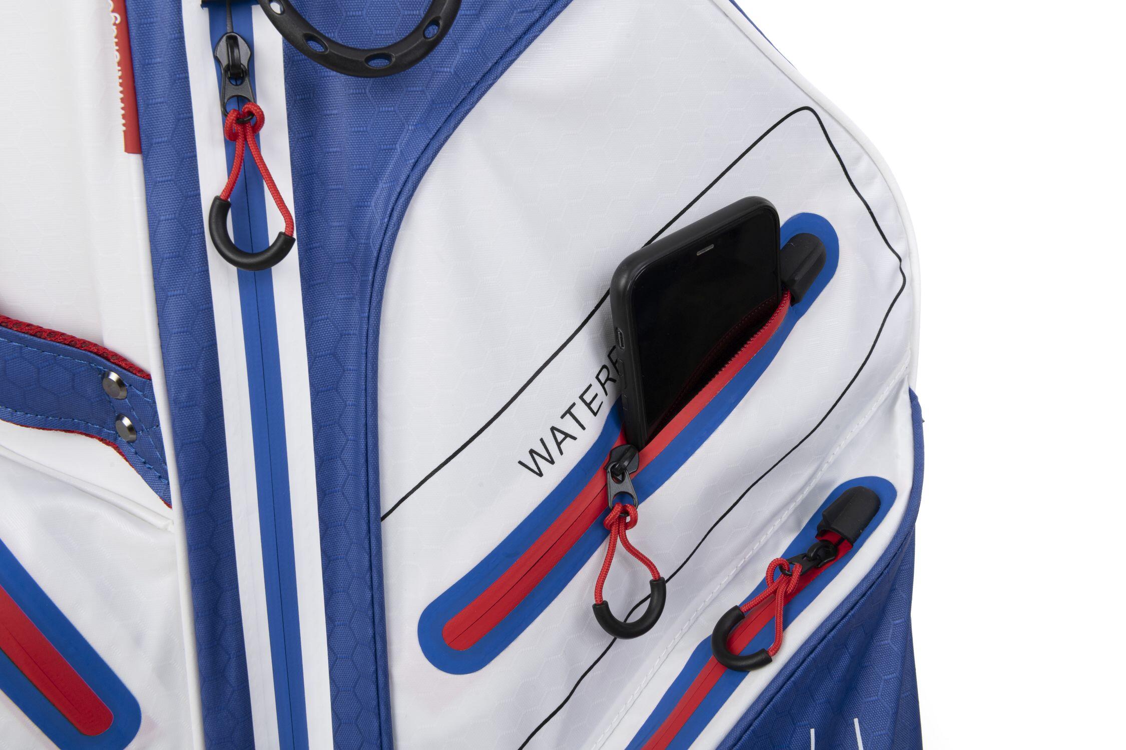 Bolsa de golf trendGOLF Rainline Pro impermeable blanco/azul/rojo 3/7