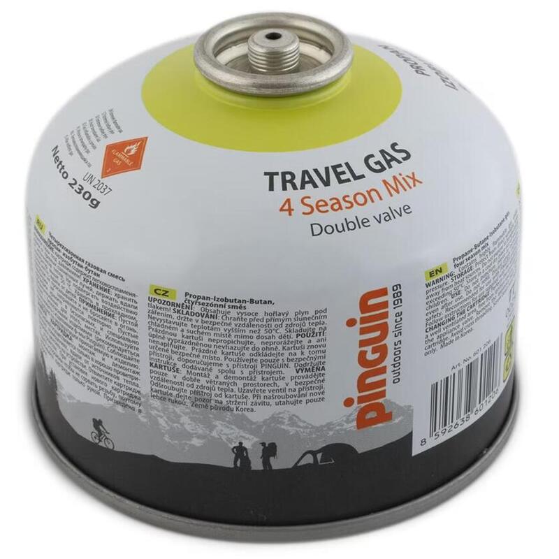 Butelie gaz camping Pinguin Travel Gas 230 g cu filet