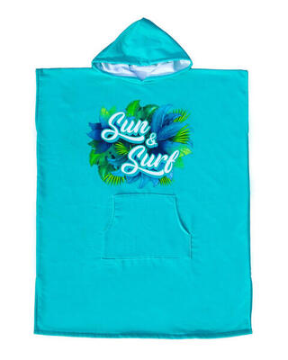SURF-PONCHO AUS MIKROFASER MIT FROTTEE FÜR ERWACHSENE