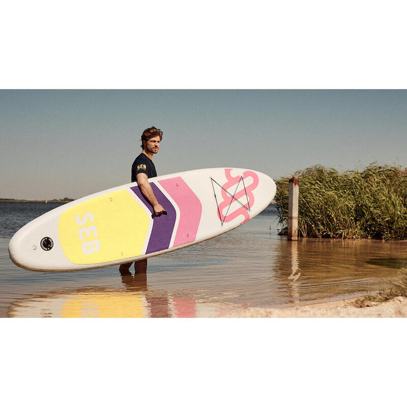 SEB SUP 10.6 Gris - Rosa Neón / Tabla Sup Hinchable - Tabla de Paddle - Supboard