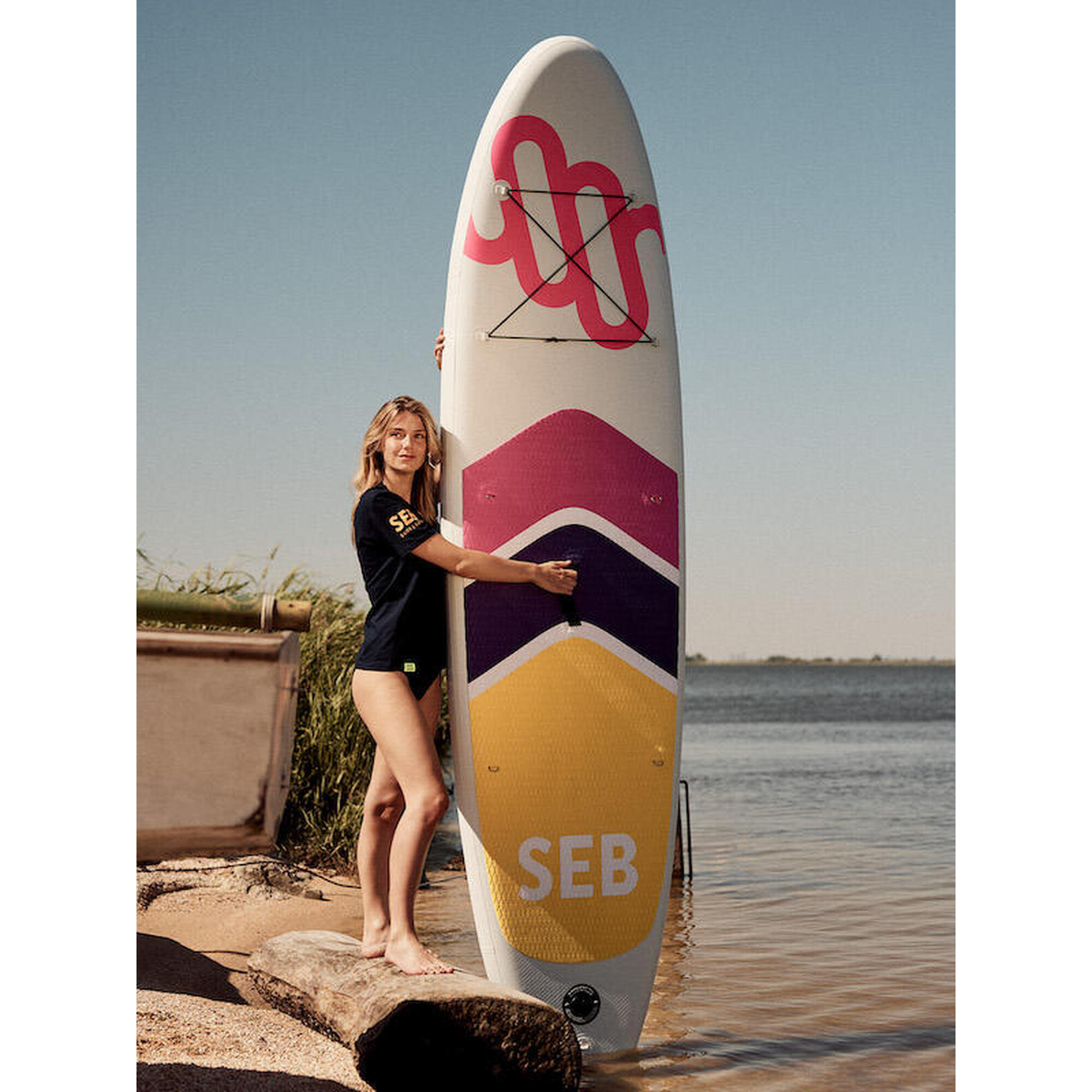 SEB SUP 10.6 Gris - Rosa Neón / Tabla Sup Hinchable - Tabla de Paddle - Supboard