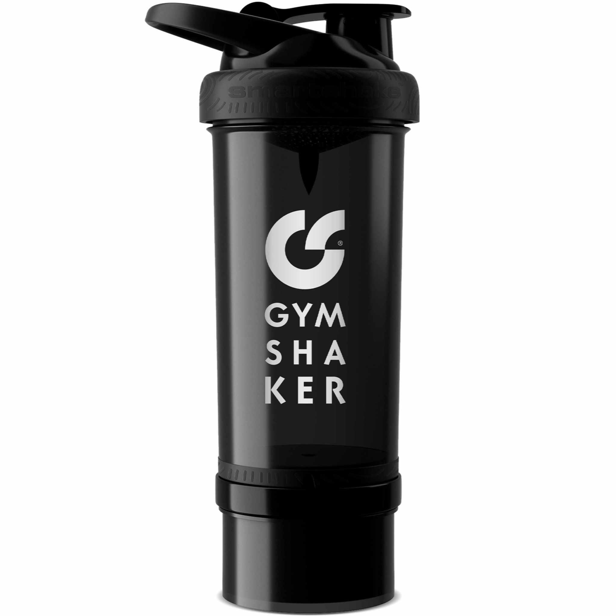 GYMSHAKER Protein Shaker mit Pulverfach für cremige Proteinshakes - Schwarz