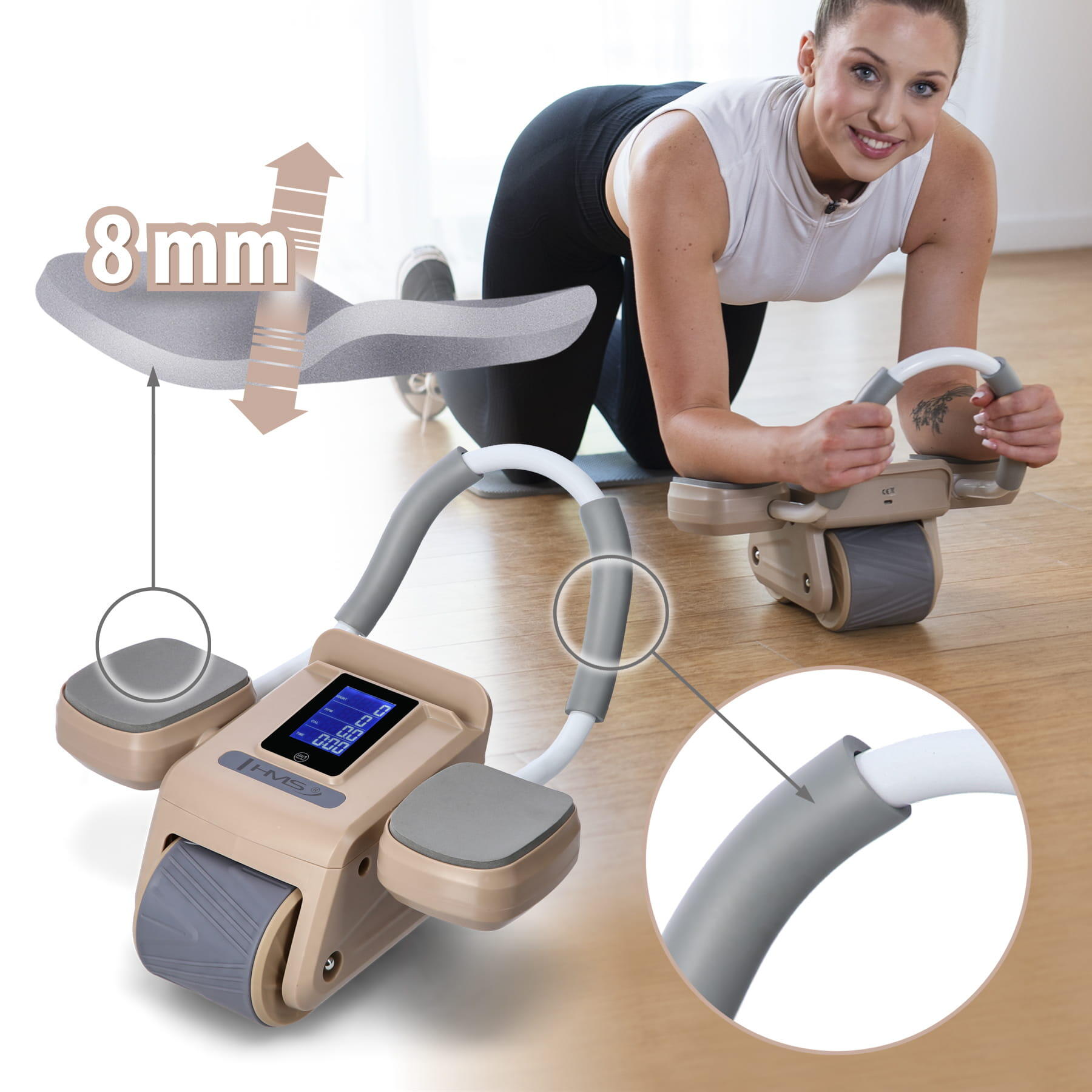 Roue ABS Roue automatique pour exercices abdominaux avec support KA08 Hms 8/15