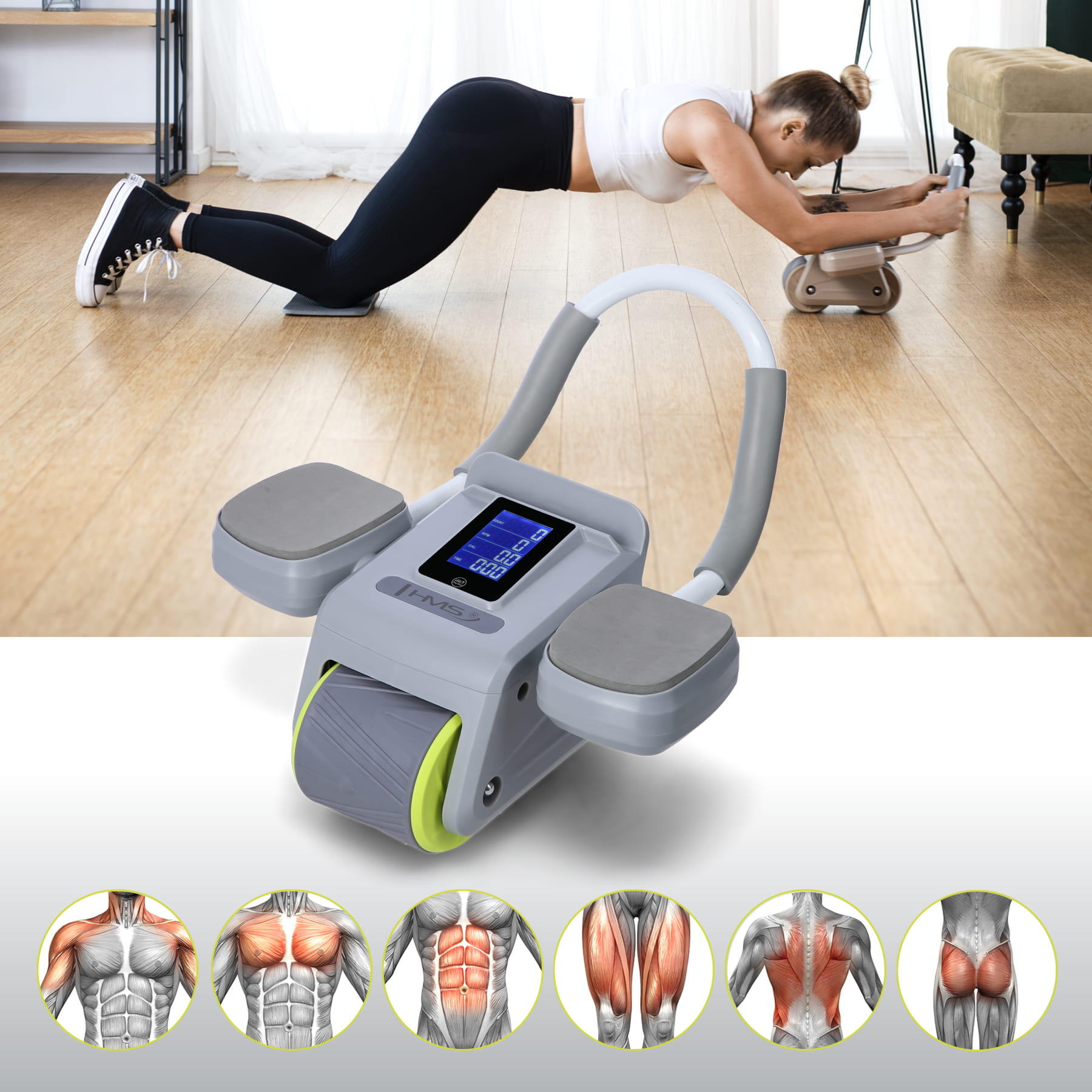 Roue ABS Roue automatique pour exercices abdominaux avec support KA08 Hms 2/7