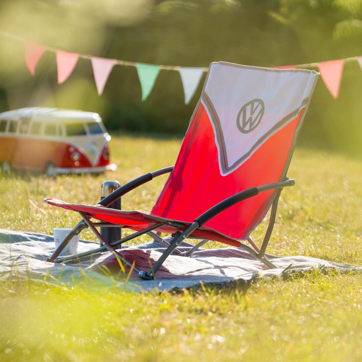 Volkswagen Low Beach Chair With Carry Bag Foldable and Portable VW Decathlon