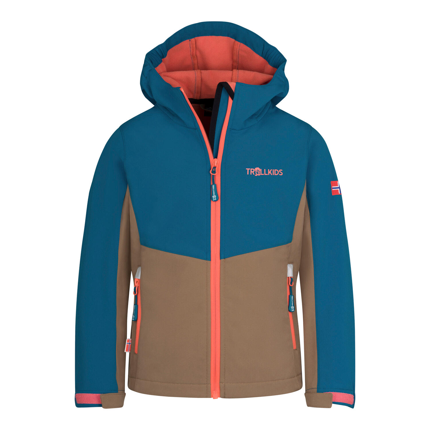 Trollkids - Veste Enfant Kristiansand Atlantis Bleu/marron Moka/orange Papaye - Softshell - Bleu|marron|orange - 14 À 16 Ans - Decathlon