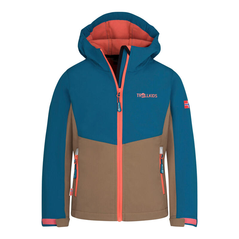 Kinder Jacke Kristiansand Atlantisblau/Mokkabraun/Papayaorange