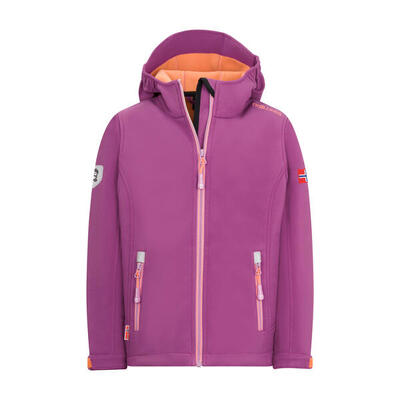 Mädchen Softshelljacke Trollfjord Wasserabweisend Mitternachtsblau / Coral