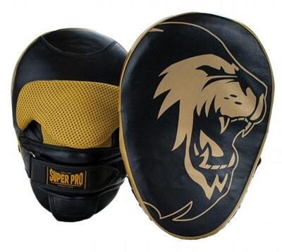 Curved lederen handpads - zwart / goud