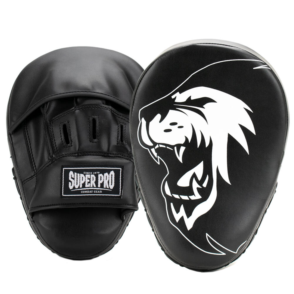 SUPER PRO COMBAT GEAR Guanti da passata boxe - Curvo - Nero/Bianco