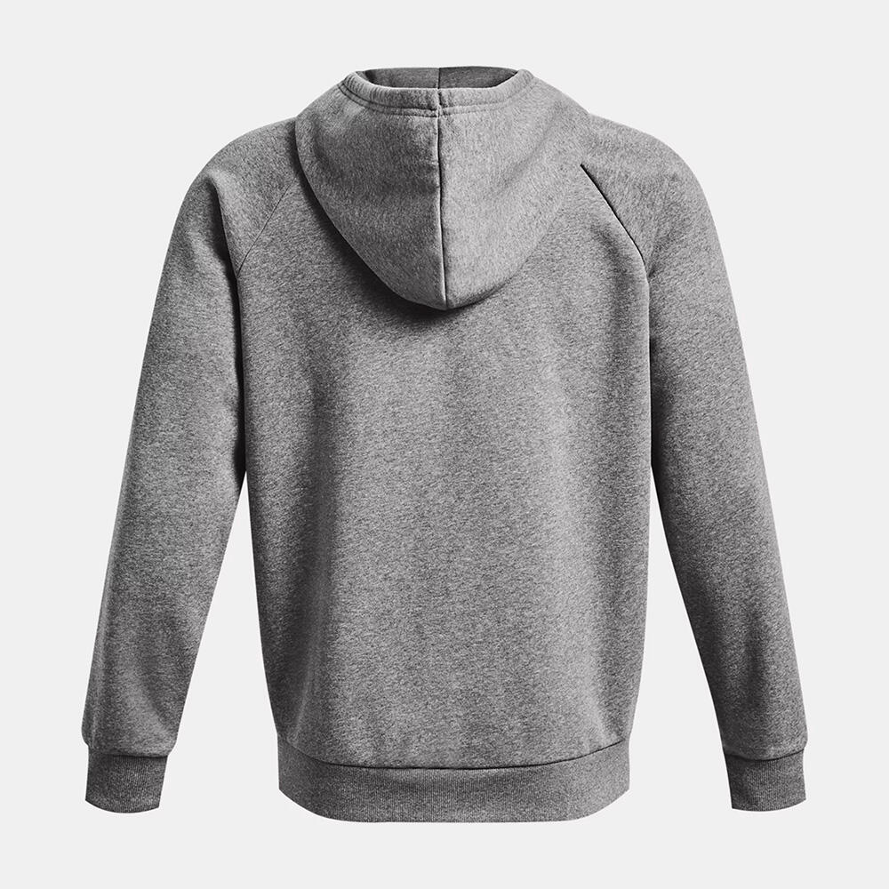 Giacca Con Cappuccio Ua Rival Fleece Grigio Chiaro Mélange Uomo 2/7