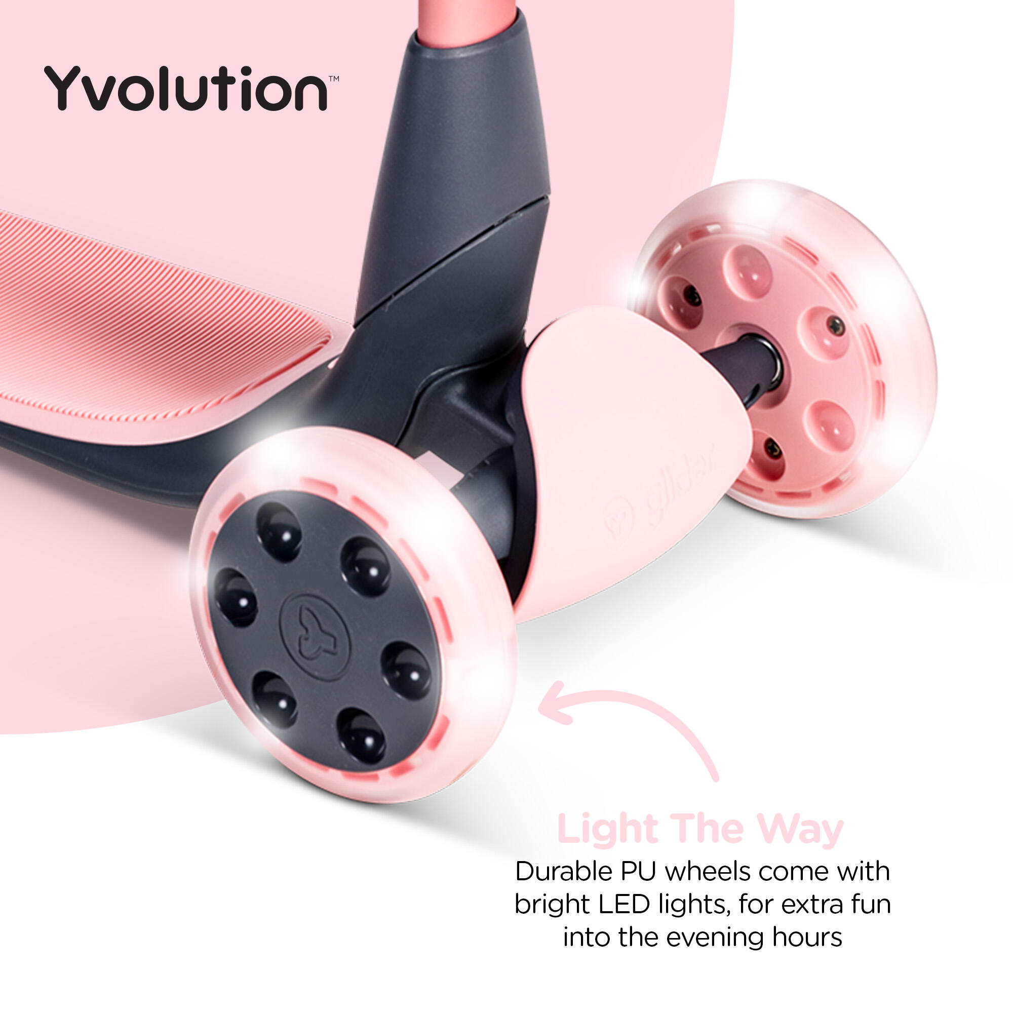 Trottinette 3 roues pliable rangement compact Yvolution- Yglider Nua rose 5/8