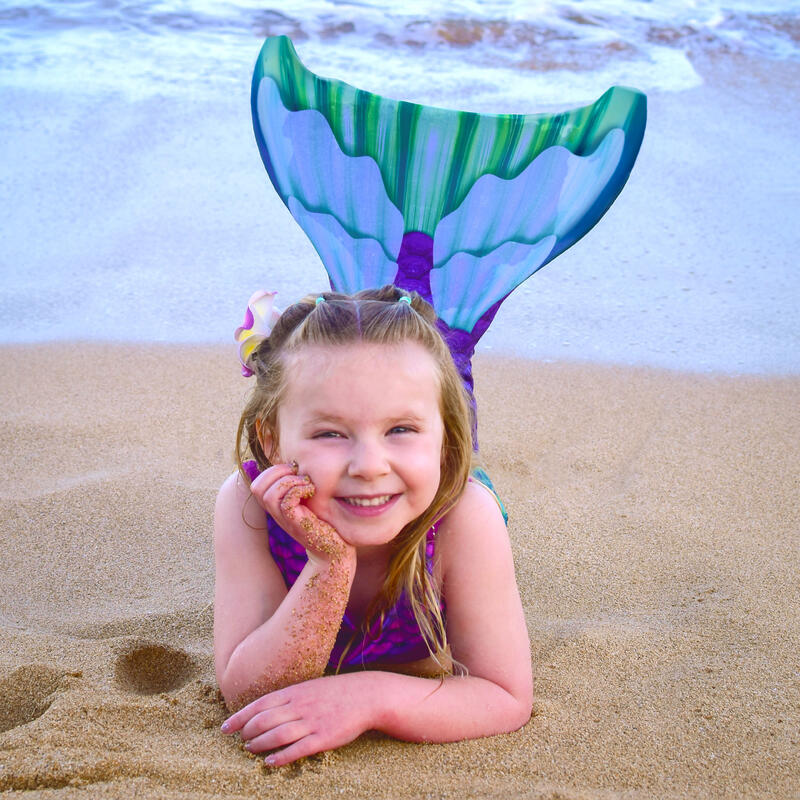 DNFUN Palme De Sirène Enfant - Monopalme TPR Souple Pour Natation, Entraînement Et Plaisir