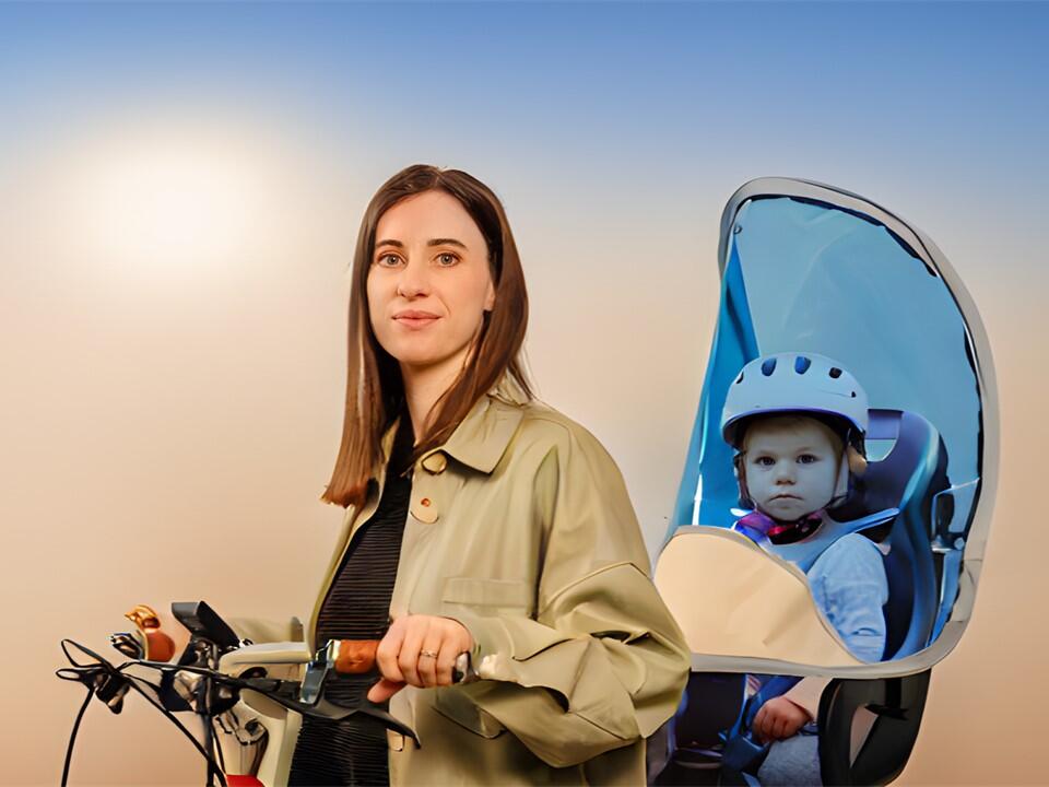 Kinderbescherming tegen regen en zon voor fietsstoeltje /fietszitje 2/7