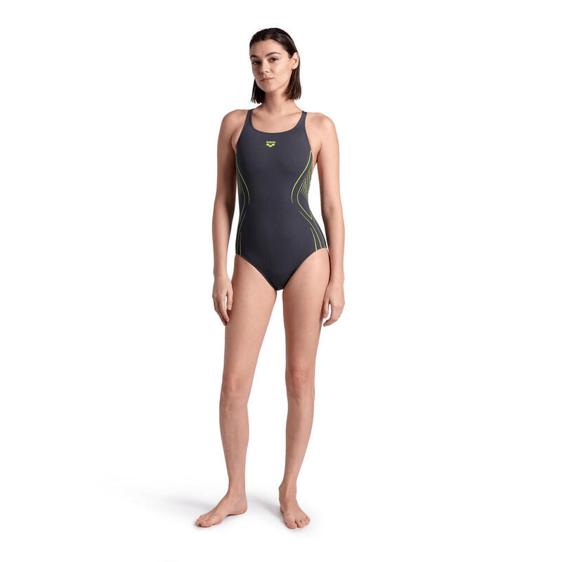 Arena W Reflecting Swimsuit Swim Pro Back asphalt-soft Green