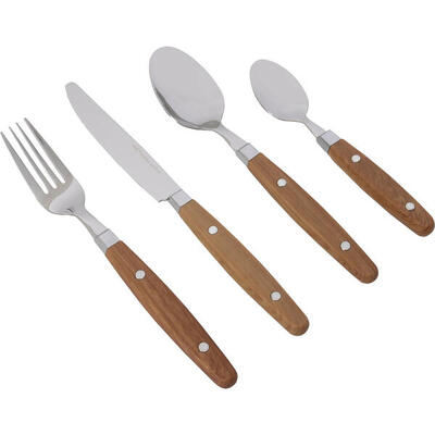 Camping Besteckset Wood Reise Besteck Set Essbesteck Edelstahl Holz 16tlg