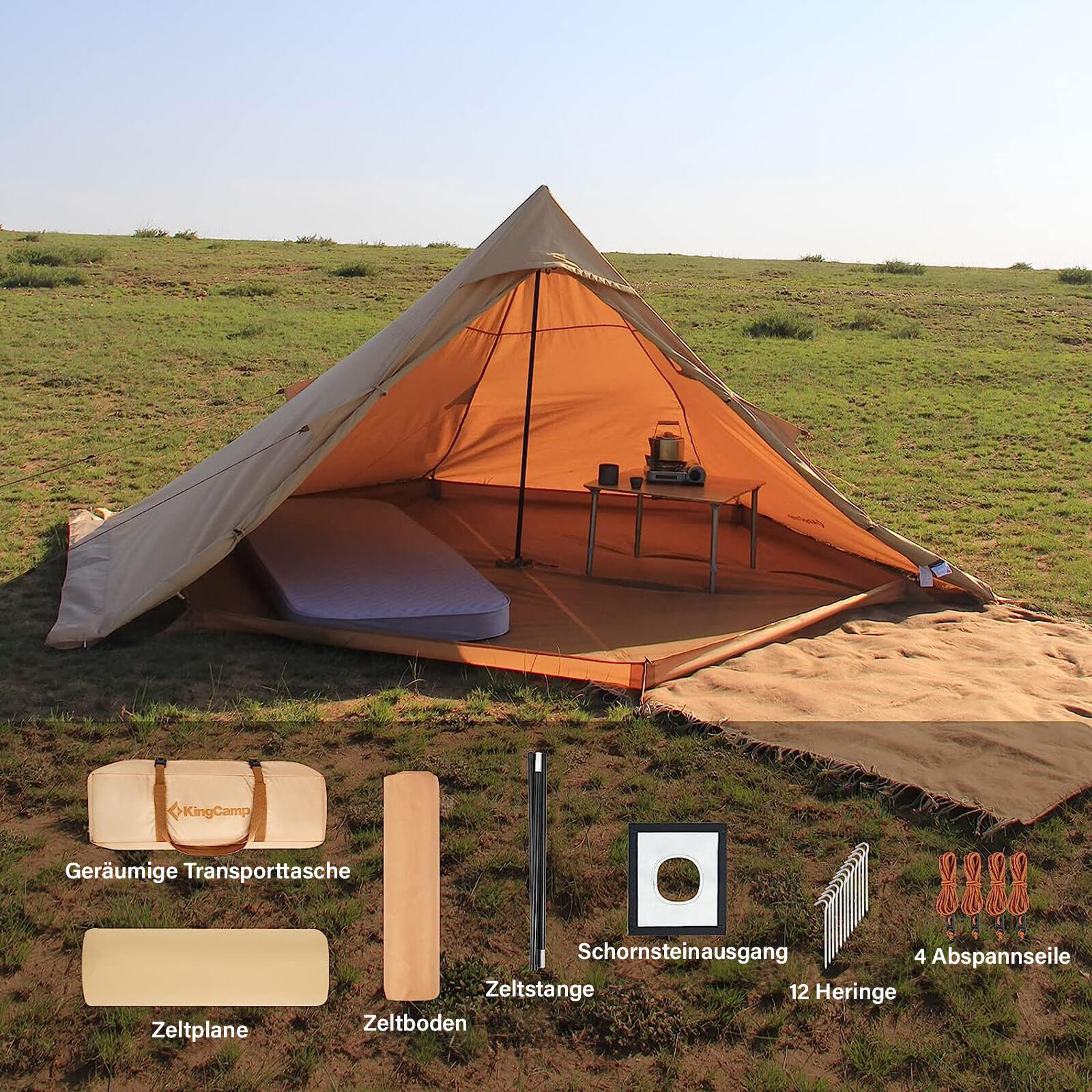 Tipi Torino 1-2 persone Campeggio trekking casa tenda Tepee cotone 5/6