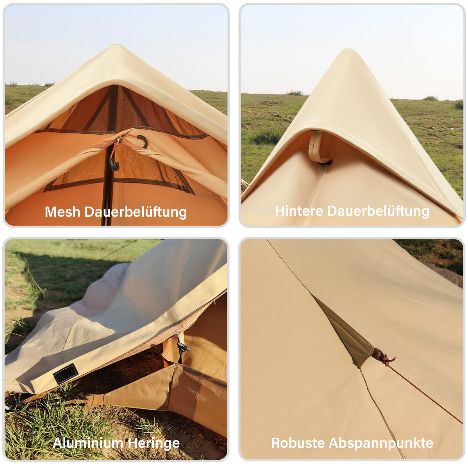 Tipi Torino 1-2 persone Campeggio trekking casa tenda Tepee cotone 3/6
