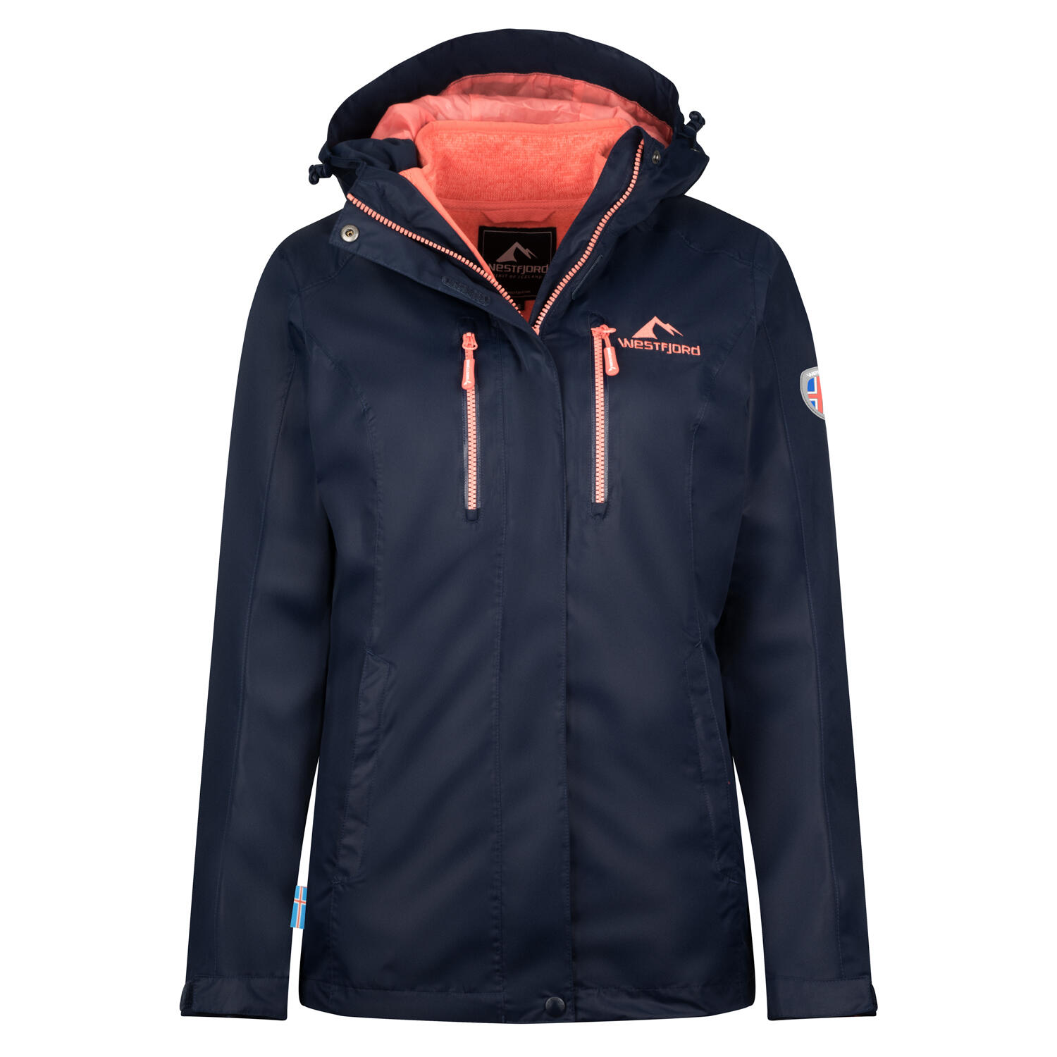 WESTFJORD wasser- winddichte 3in1 Funktionsjacke für Frauen HYVERFELL Marineblau/Lachsrosa