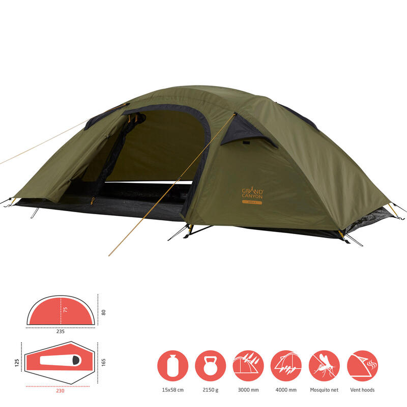 Tente de trekking Apex Alu 1 personne géodésique monoplace 2,15 kg Légère