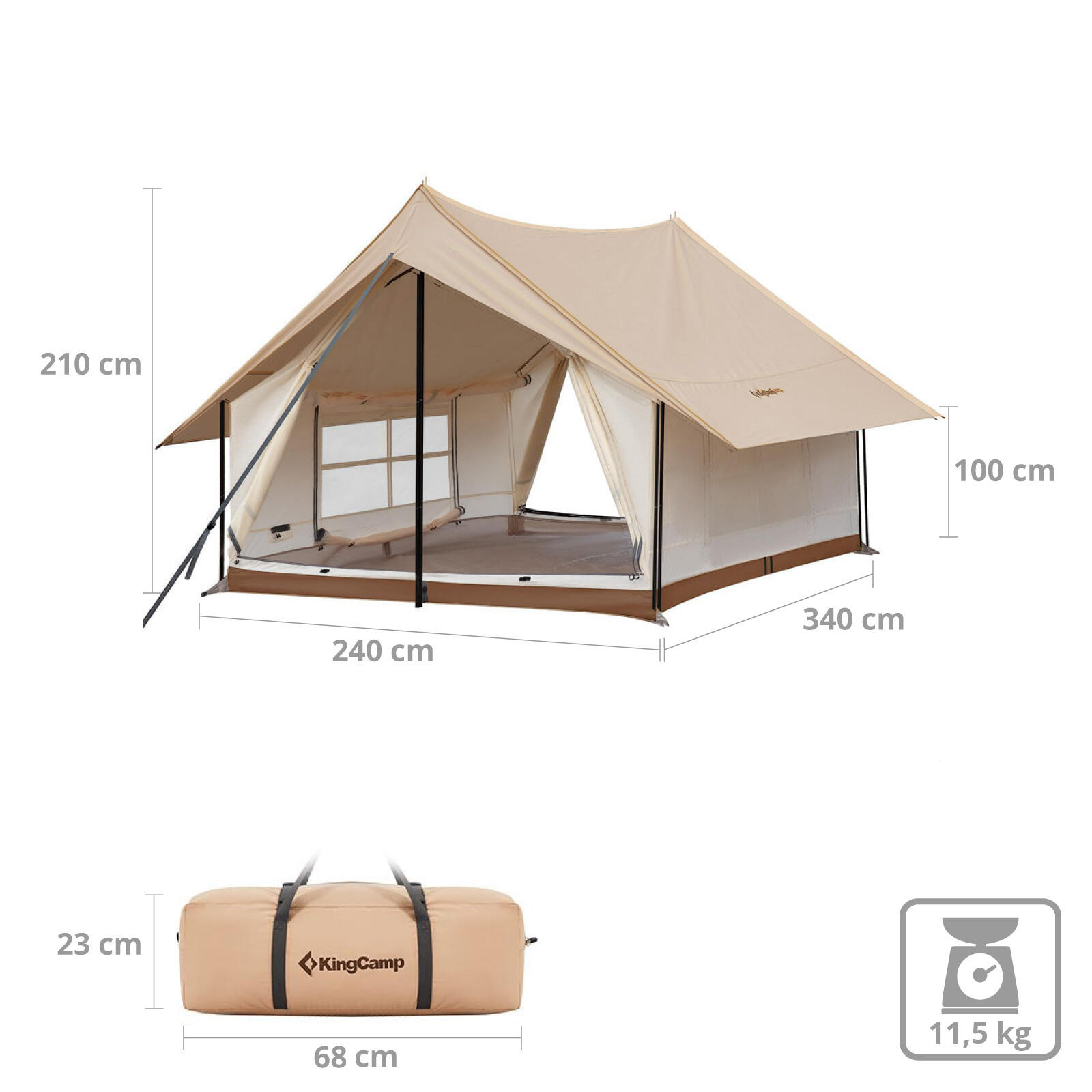 Hauszelt Pinehouse II Familien 3-4 Personen Zelt Campingzelt Baumwolle 2/5