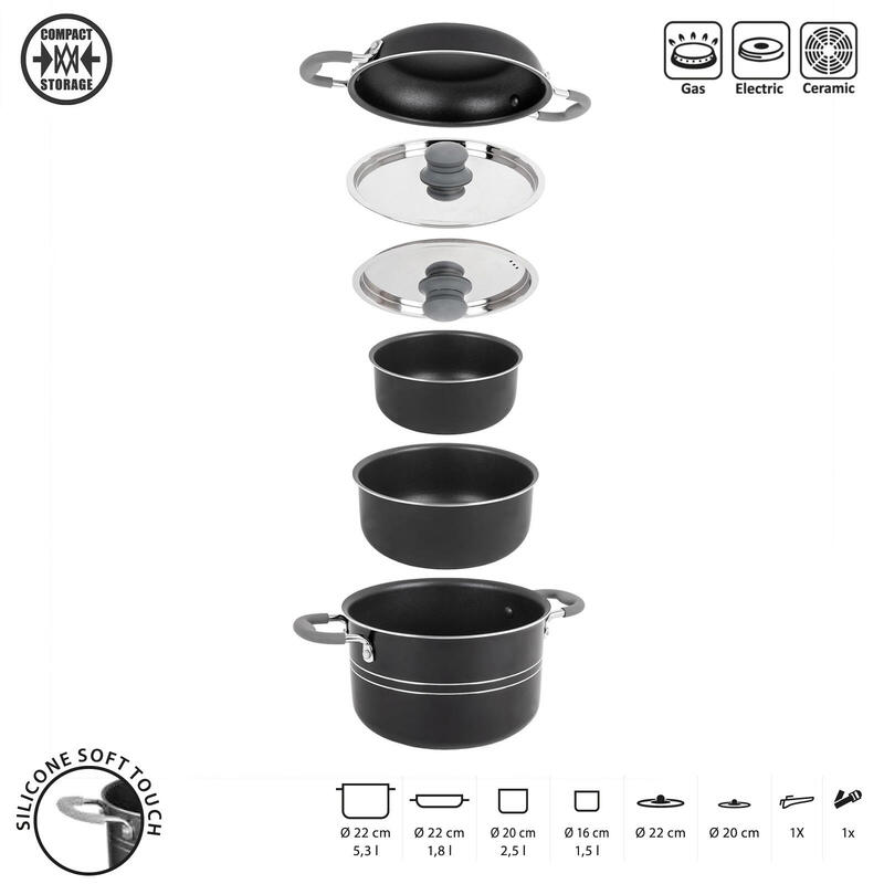 Camping Set de vaisselle Flavor 7+1 22 cm Outdoor Cuisine Casserole Poêle Alu