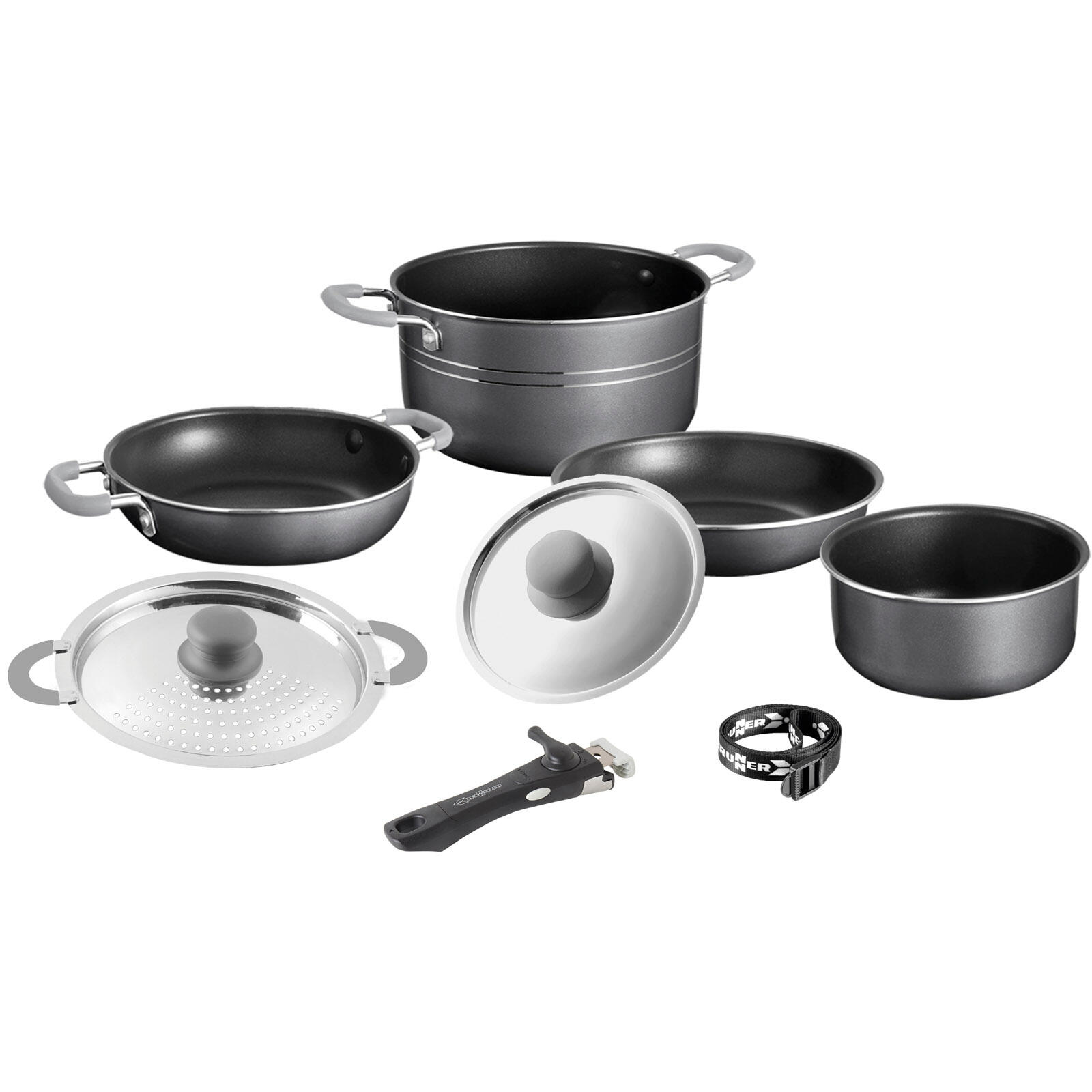 BRUNNER Set di pentole da Campeggio Flavor 7+1 22 cm Cucina Outdoor Pentola in alluminio