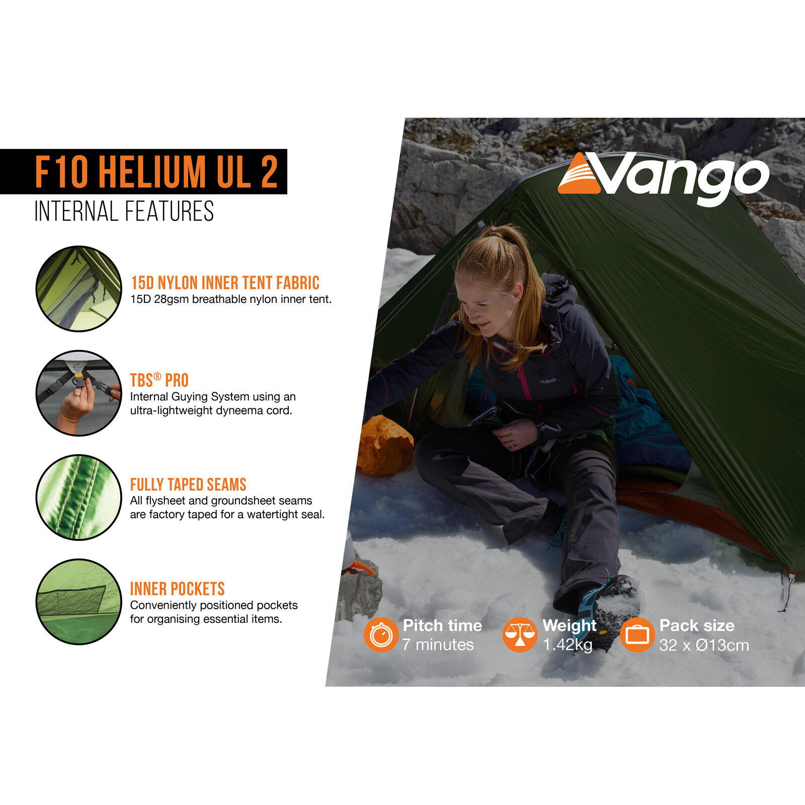 Tenda da trekking Helium UL 2 Campeggio pop-up bicicletta 1.4 kg 4/7