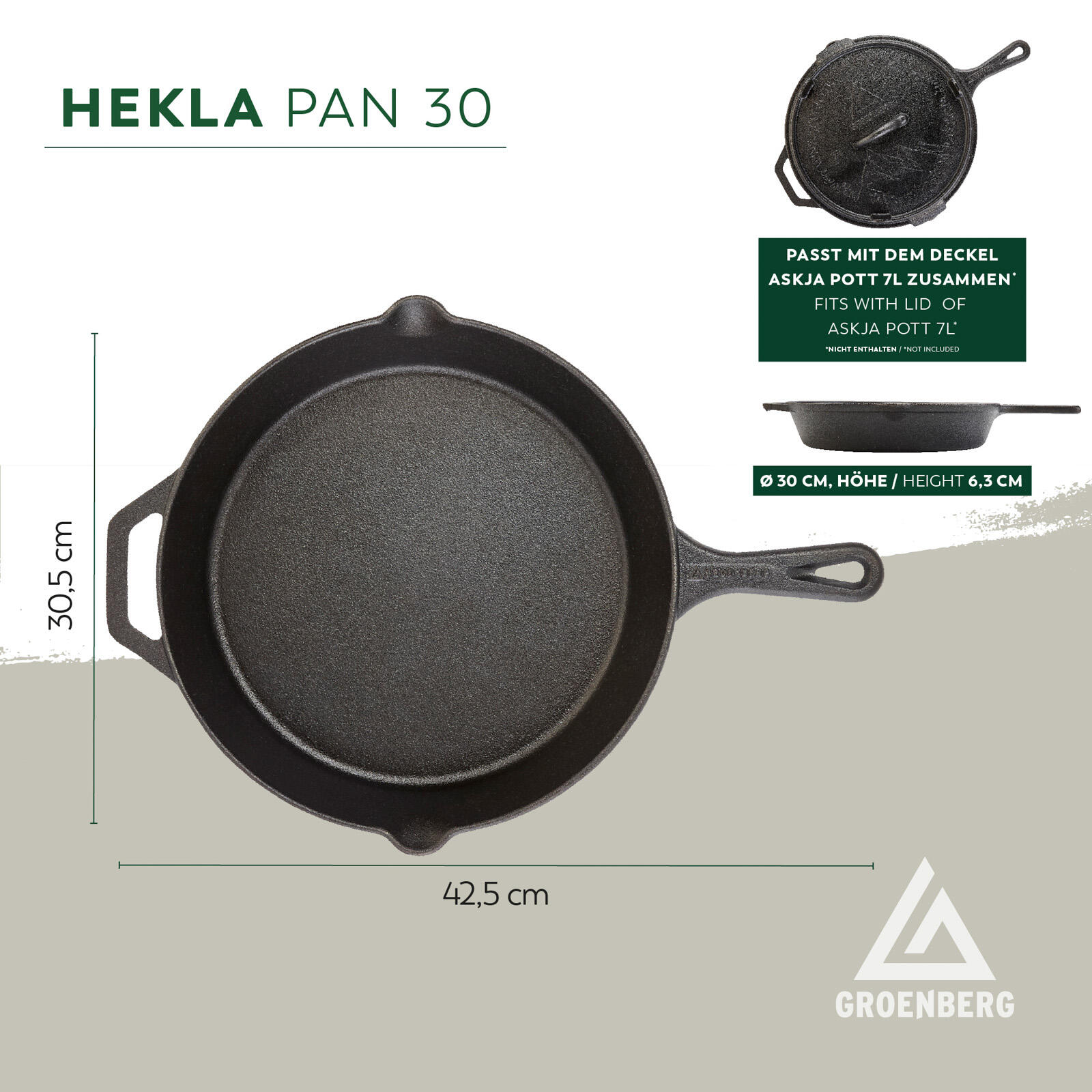 Padella in ghisa Hekla per grigliare con manico rotondo 30 cm 2/6