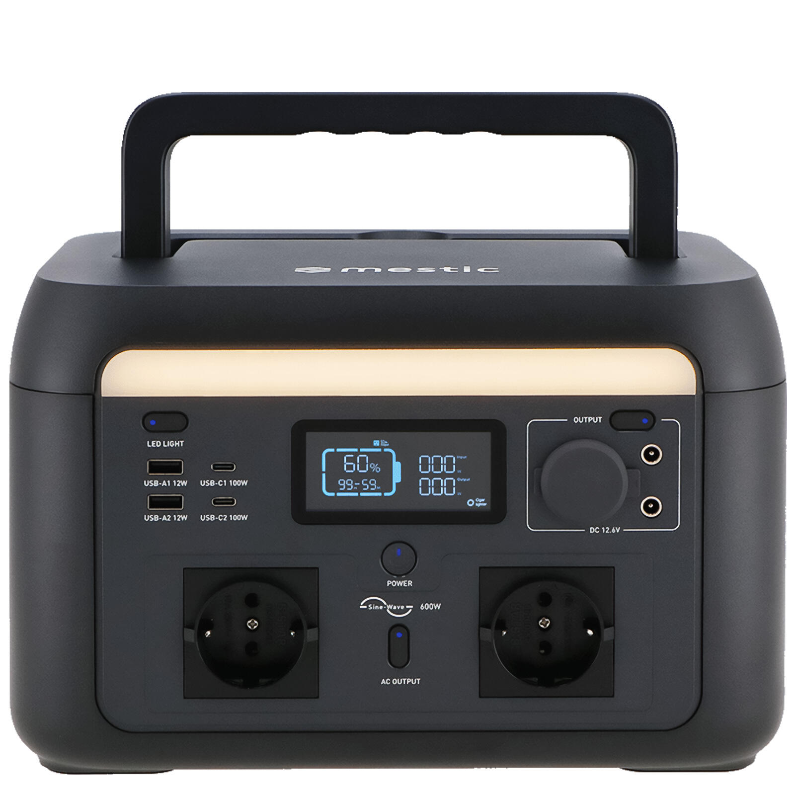 Tragbare Powerstation MPS-600 Camping Solar Generator LiFePO4 600W 512Wh 1/5
