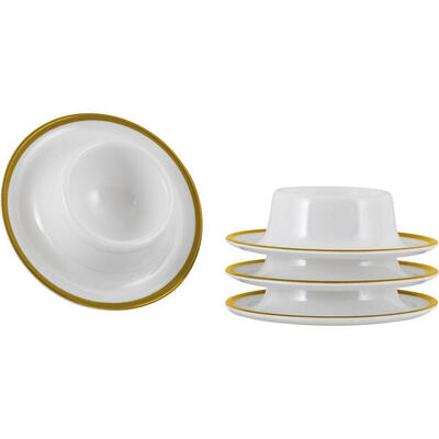 Eierdopjes set linea line 4-delige camping eierstandaard houder rond melamine