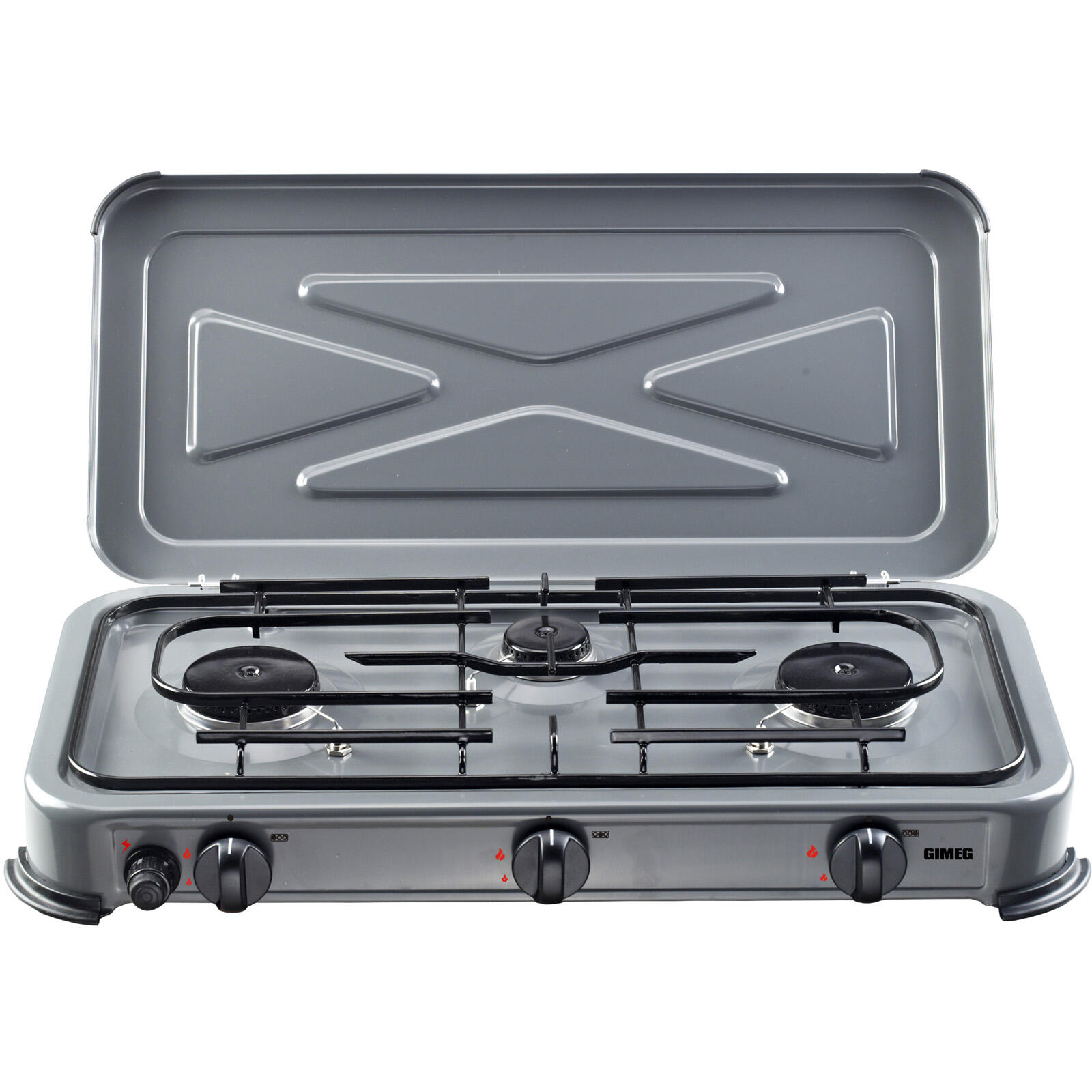 GIMEG Gasfornuis Campingfornuis 3 pits gaskookplaat Buitengrill 2x2200W