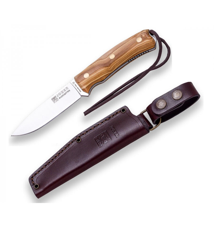 Cutit Joker Bushcrafter, lama otel inox 10.5 cm, teaca piele